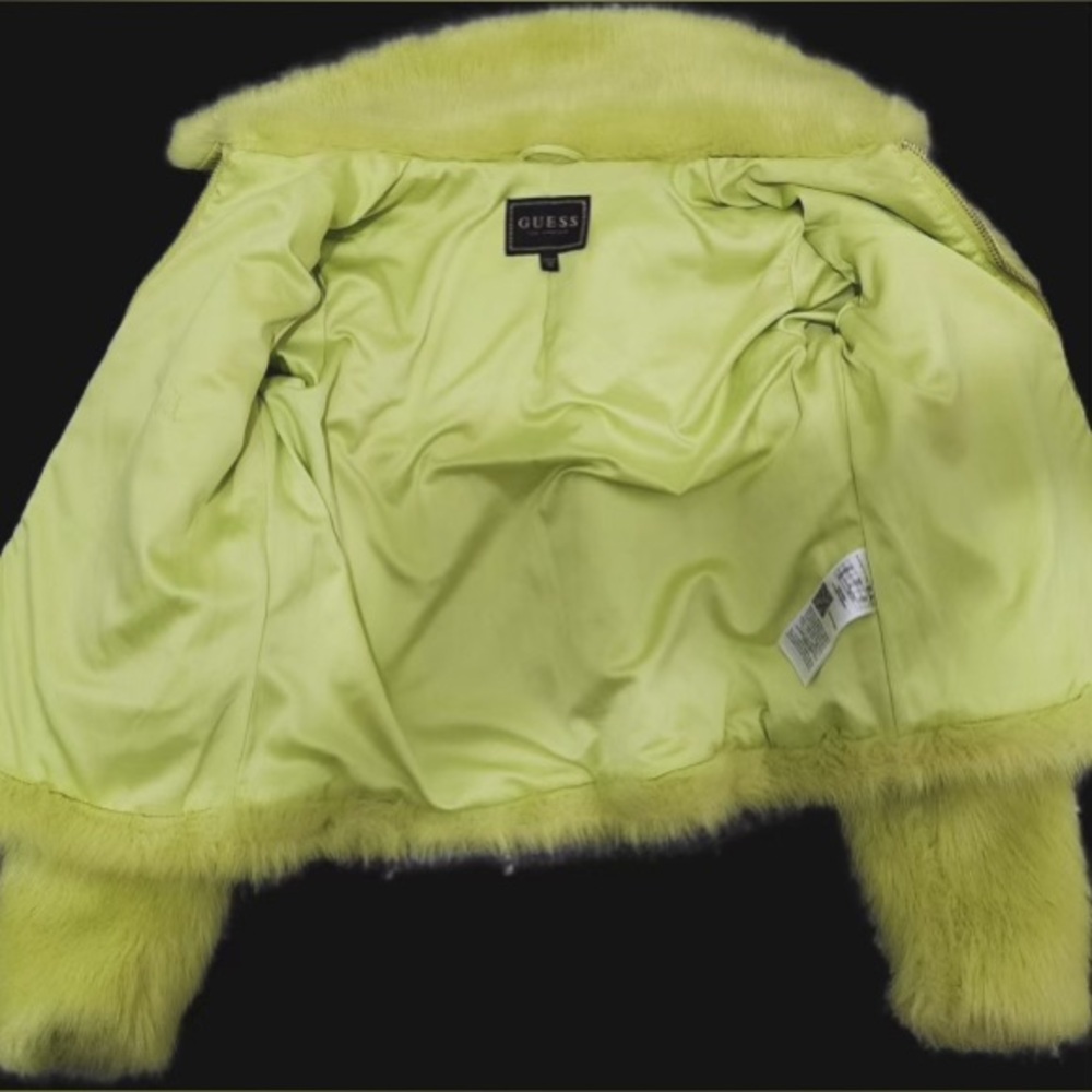 Lime Green Guess Fur Jacket